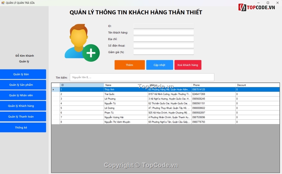 Quản lý quán cafe,Quản lý quán trà,quản lý trà sữa